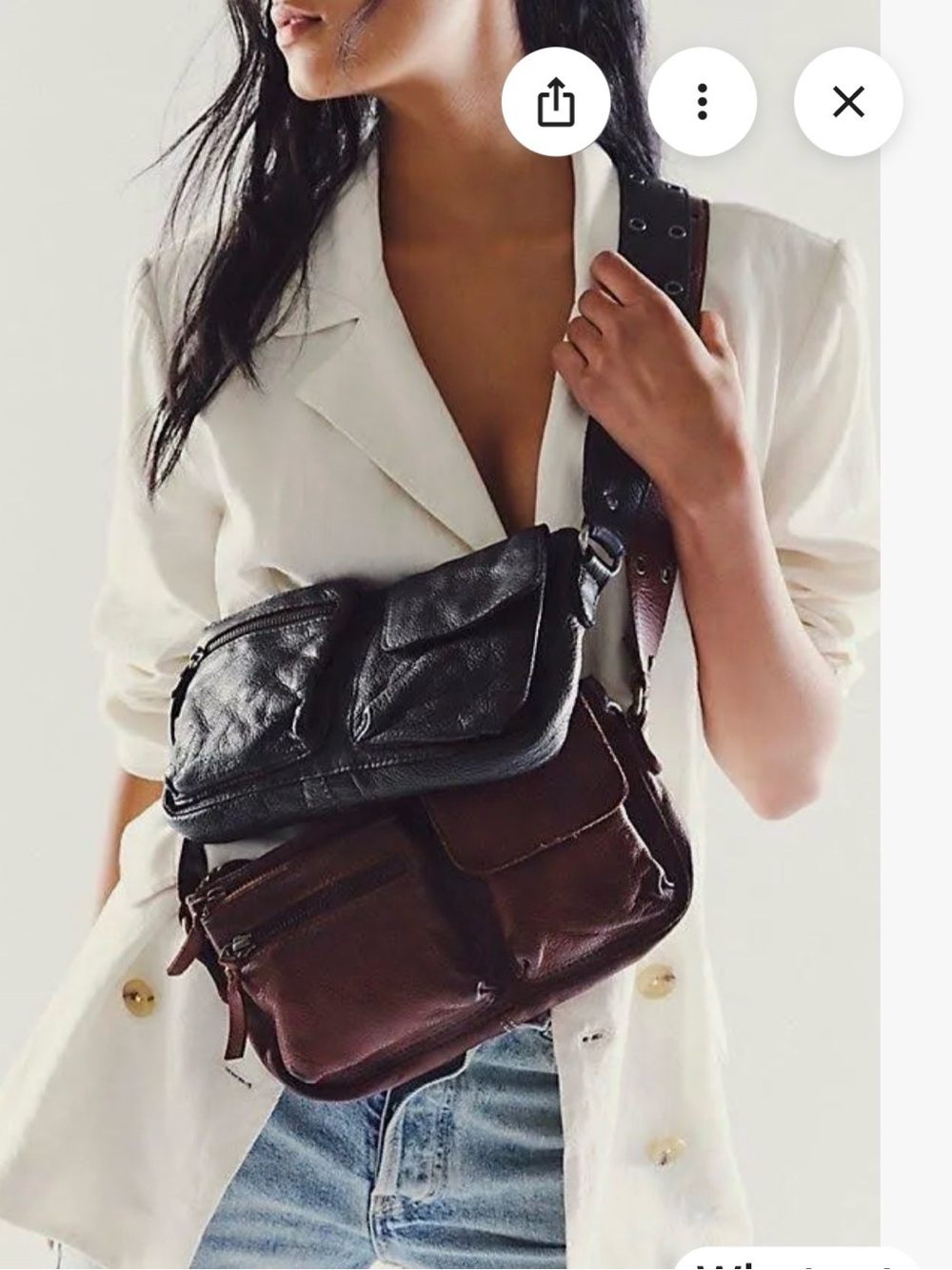 Free People Wade Sling Leather Bag - Black